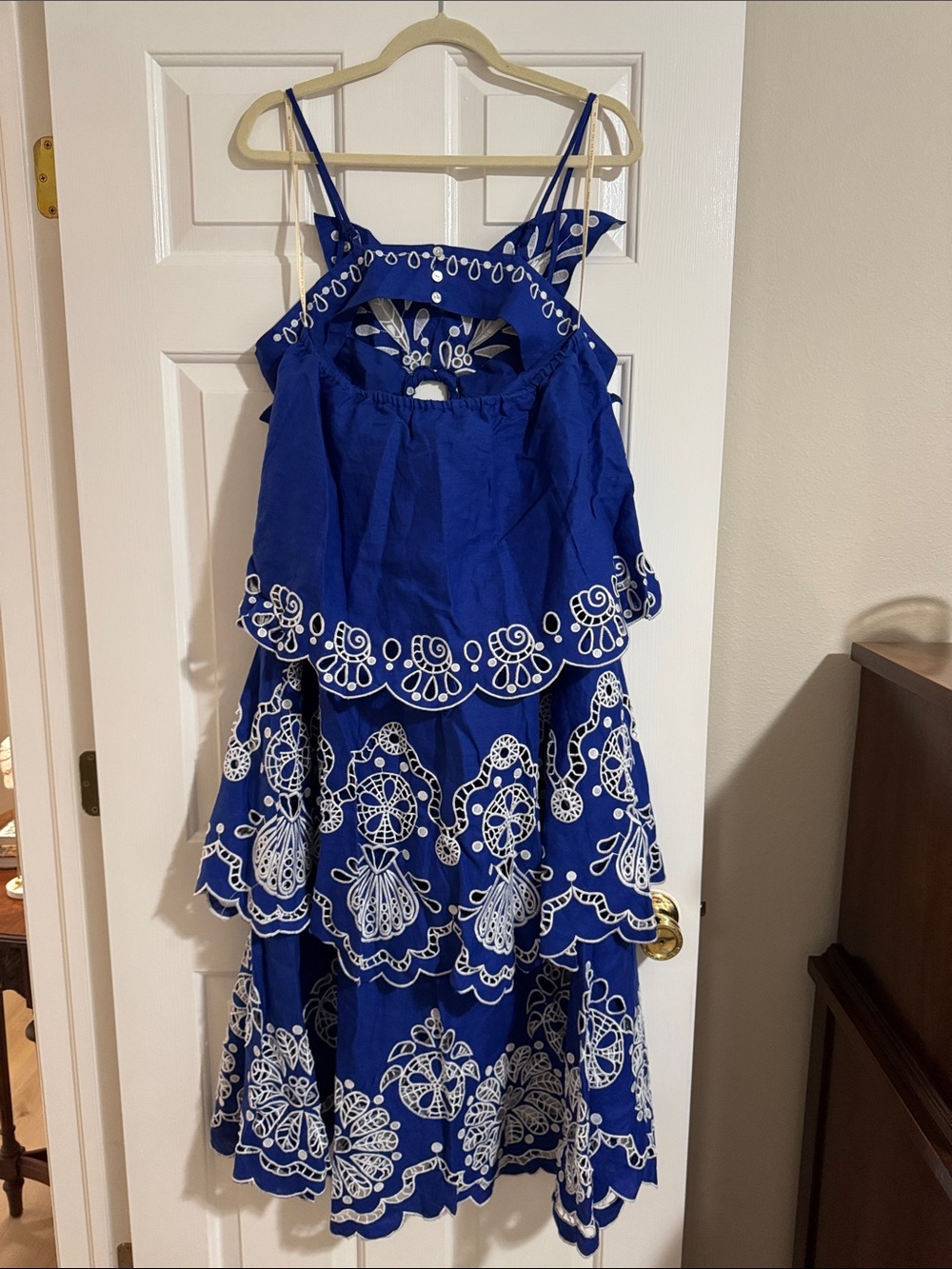 FARM Rio Royal Blue and White Embroidered Tiered Dress - Picture 3 of 3